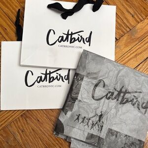 2 Catbird Elegant Black and White Gift Bags